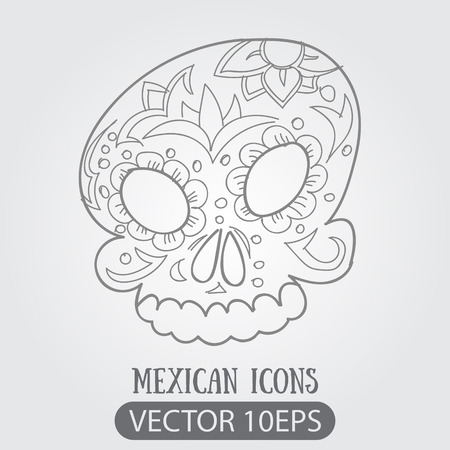 Skull isolated outline drawing for coloring.のイラスト素材