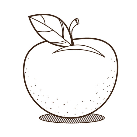 Apple outline drawing for coloring, fruit logo.のイラスト素材