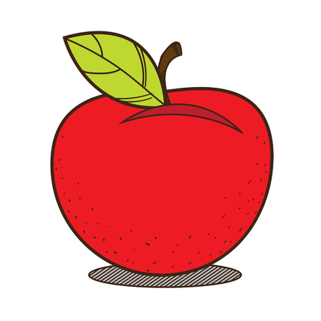 Red apple colored illustration, fruit logo on a white background.のイラスト素材
