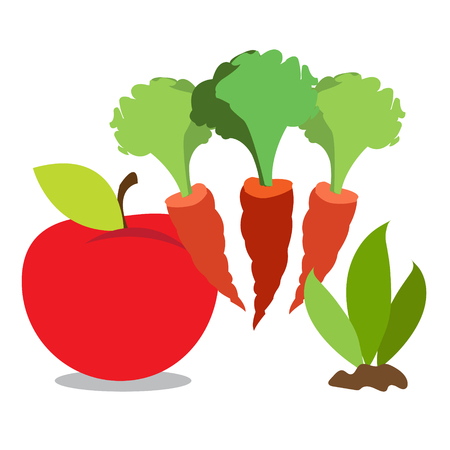 Apple, carrot, and tobacco. Farming. Agricultural business.のイラスト素材
