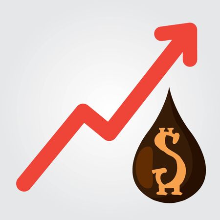 Arrow graph of the exchange rate of the raw material logo on a white backgroundのイラスト素材