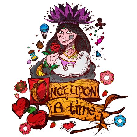 Queen of clubs playing card suit.のイラスト素材