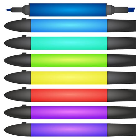 Set of multicolored markers. Stationery. Vector illustration.のイラスト素材