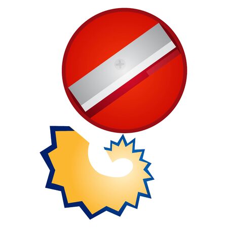 Round pencil sharpener. Stationery. Vector illustration isolated on white background.のイラスト素材