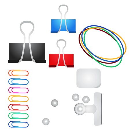 Various office supplies. Vector illustration isolated on white background.のイラスト素材