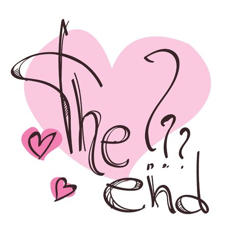 The inscription The End and the pink heart are a sketchのイラスト素材