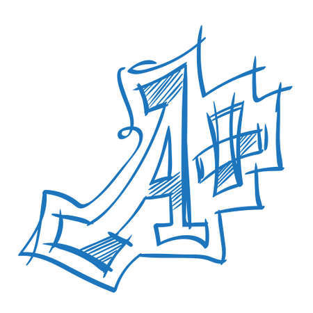 Letter A with a plus sign of the logo. Element for infographics in the hand drawing style.のイラスト素材