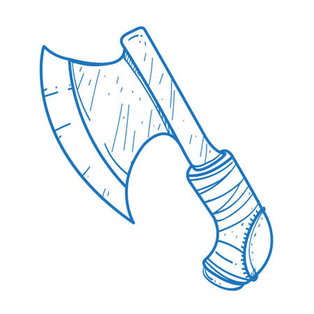 The ax is a sketch of the logo. Element for infographics in the hand drawing style.のイラスト素材