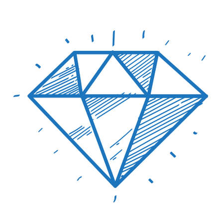Faceted gem logo sketch. Element for infographics in the hand drawing style.のイラスト素材