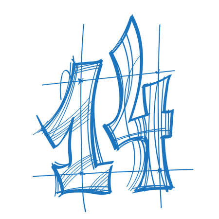 Number 14. The elements for infographics with a hand-drawing style.のイラスト素材