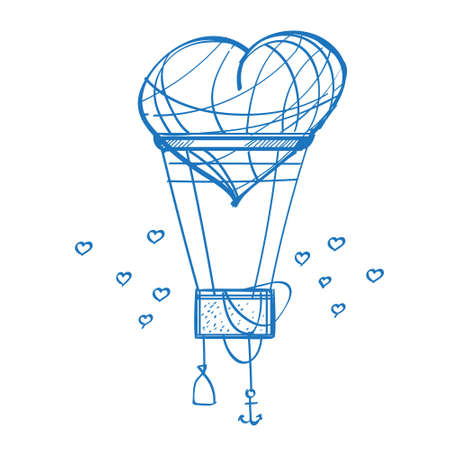 A balloon in the shape of a heart is a sketch of the logo. Element for infographics in the hand drawing style.のイラスト素材