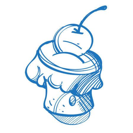 Cake sketch of the logo. Element for infographics in the hand drawing style.のイラスト素材