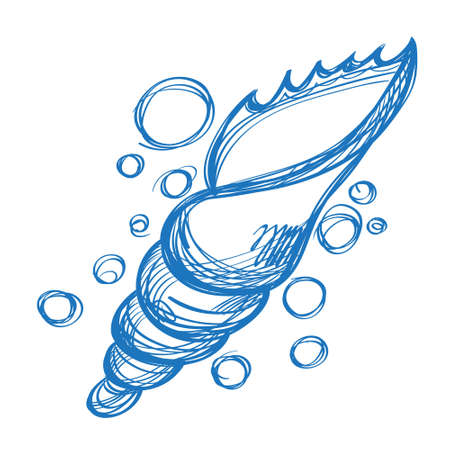 Big seashell logo in cartoon style. The elements for infographics with a hand-drawing style.のイラスト素材