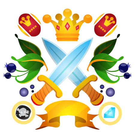 Sketch of tattoo with a crowns and crown. Drawing on themes Ganster to design T-shirts, playing cards, theme partiesのイラスト素材