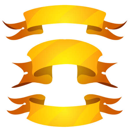 Set of three horizontal yellow banners. Wide ribbon with place for textのイラスト素材