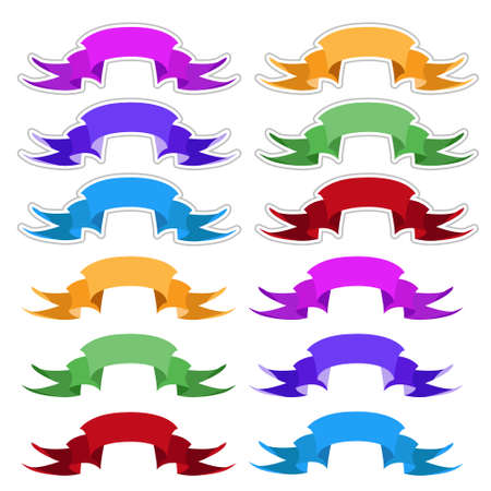 Set of horizontal multi-colored banners. Wide ribbon with place for textのイラスト素材