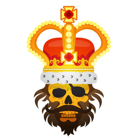 Hairy pirate skull in the royal crown tattoo Gold cro. Sticker for gaming mobile applicationsのイラスト素材