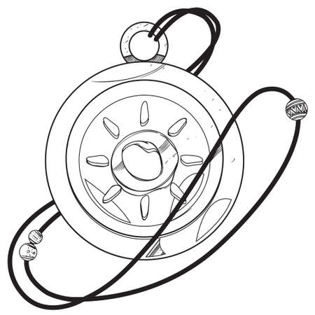 Magic Round Locket. Drawing for gaming mobile applications. Illustration for coloringのイラスト素材
