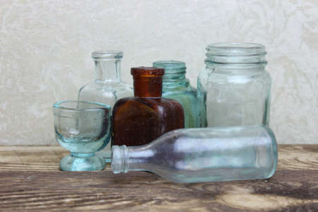 Old glass jarsの写真素材