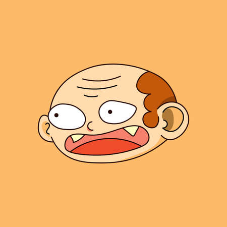 character illustration of grand father with a surprised faceのイラスト素材