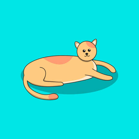 Cute cat is sitting relaxed, vector illustrationのイラスト素材