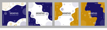 Abstract design of colorful memphis background. Trendy social media template.