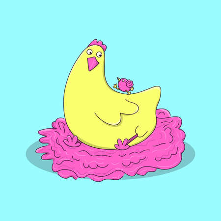 The Chick Is Carried By The Motherのイラスト素材