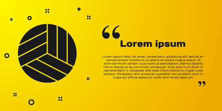 Black Volleyball ball icon isolated on yellow background. Sport equipment. Vector Illustrationのイラスト素材