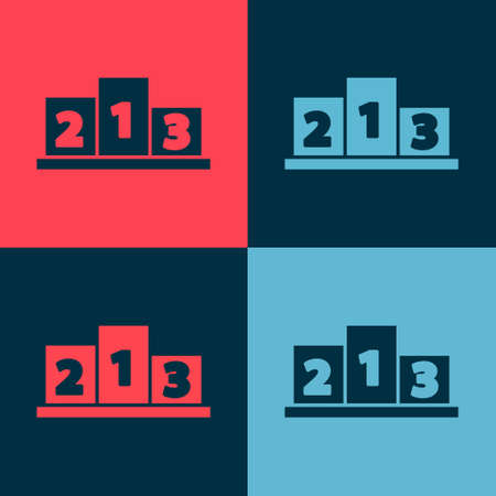Pop art Award over sports winner podium icon isolated on color background. Vector Illustrationのイラスト素材