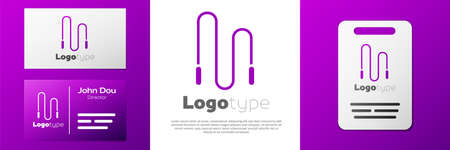 Logotype Jump rope icon isolated on white background. Skipping rope. Sport equipment. Logo design template element. Vector Illustrationのイラスト素材