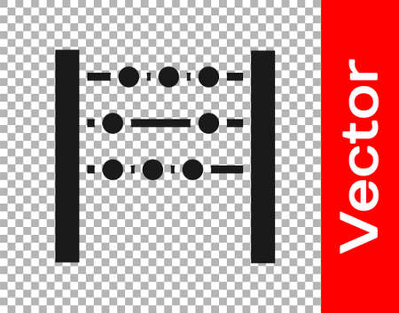 Black Abacus icon isolated on transparent background. Traditional counting frame. Education sign. Mathematics school. Vector Illustrationのイラスト素材
