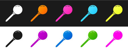 Set Push pin icon isolated on black and white background. Thumbtacks sign. Vector Illustration