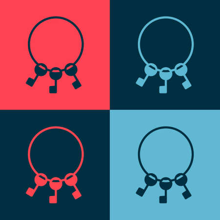Pop art Bunch of keys icon isolated on color background. Vector Illustrationのイラスト素材