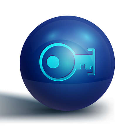 Blue Key icon isolated on white background. Blue circle button. Vector Illustrationのイラスト素材