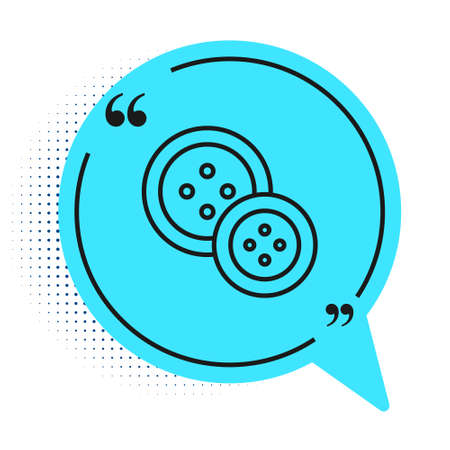 Black line Sewing button for clothes icon isolated on white background. Clothing button. Blue speech bubble symbol. Vector Illustrationのイラスト素材