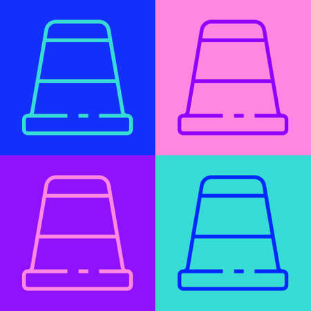 Pop art line Thimble for sewing icon isolated on color background. Vector Illustrationのイラスト素材