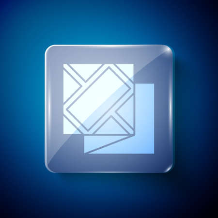 White Folded map icon isolated on blue background. Square glass panels. Vector Illustrationのイラスト素材