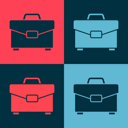 Pop art Briefcase icon isolated on color background. Business case sign. Business portfolio. Vector Illustrationのイラスト素材