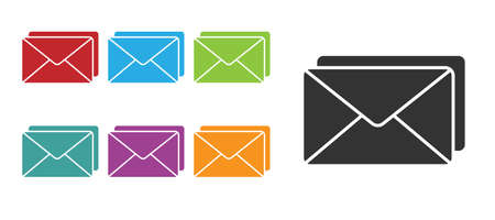 Black Envelope icon isolated on white background. Email message letter symbol. Set icons colorful. Vector Illustrationのイラスト素材