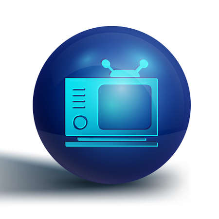 Blue Retro tv icon isolated on white background. Television sign. Blue circle button. Vector Illustrationのイラスト素材