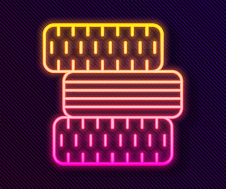 Glowing neon line Car tire wheel icon isolated on black background. Vector Illustrationのイラスト素材
