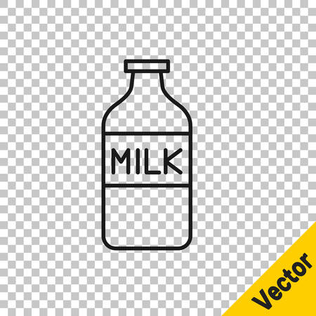 Black line Closed glass bottle with milk icon isolated on transparent background. Vector Illustrationのイラスト素材