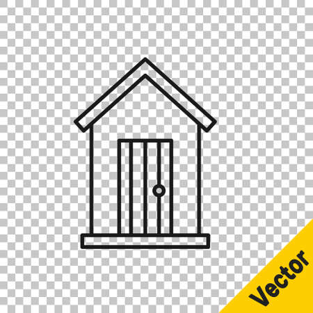 Black line Farm house icon isolated on transparent background. Vector Illustrationのイラスト素材