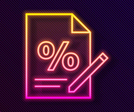 Glowing neon line Finance document icon isolated on black background. Paper bank document for invoice or bill concept. Vector Illustrationのイラスト素材