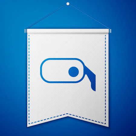 Blue Car rearview mirror icon isolated on blue background. White pennant template. Vector Illustrationのイラスト素材