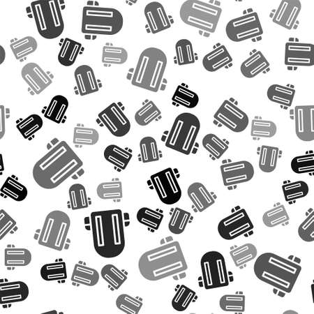 Black School backpack icon isolated seamless pattern on white background. Vector Illustrationのイラスト素材
