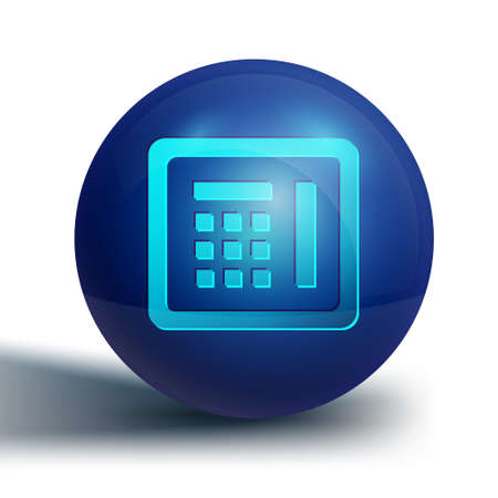 Blue Safe icon isolated on white background. The door safe a bank vault with a combination lock. Reliable Data Protection. Blue circle button. Vector Illustrationのイラスト素材