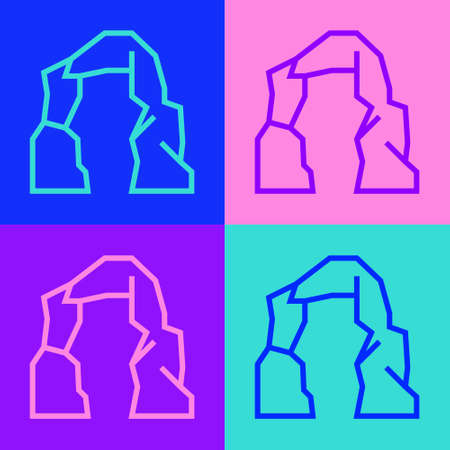 Pop art line Grand canyon icon isolated on color background. National park in Arizona United States. Vector Illustrationのイラスト素材