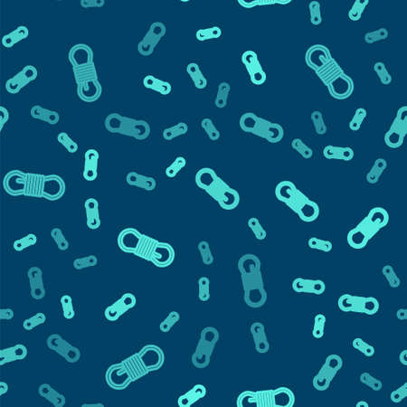 Green line Climber rope icon isolated seamless pattern on blue background. Extreme sport. Sport equipment. Vector Illustrationのイラスト素材