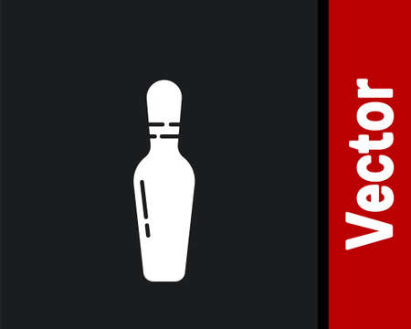 White Bowling pin icon isolated on black background. Vector Illustrationのイラスト素材